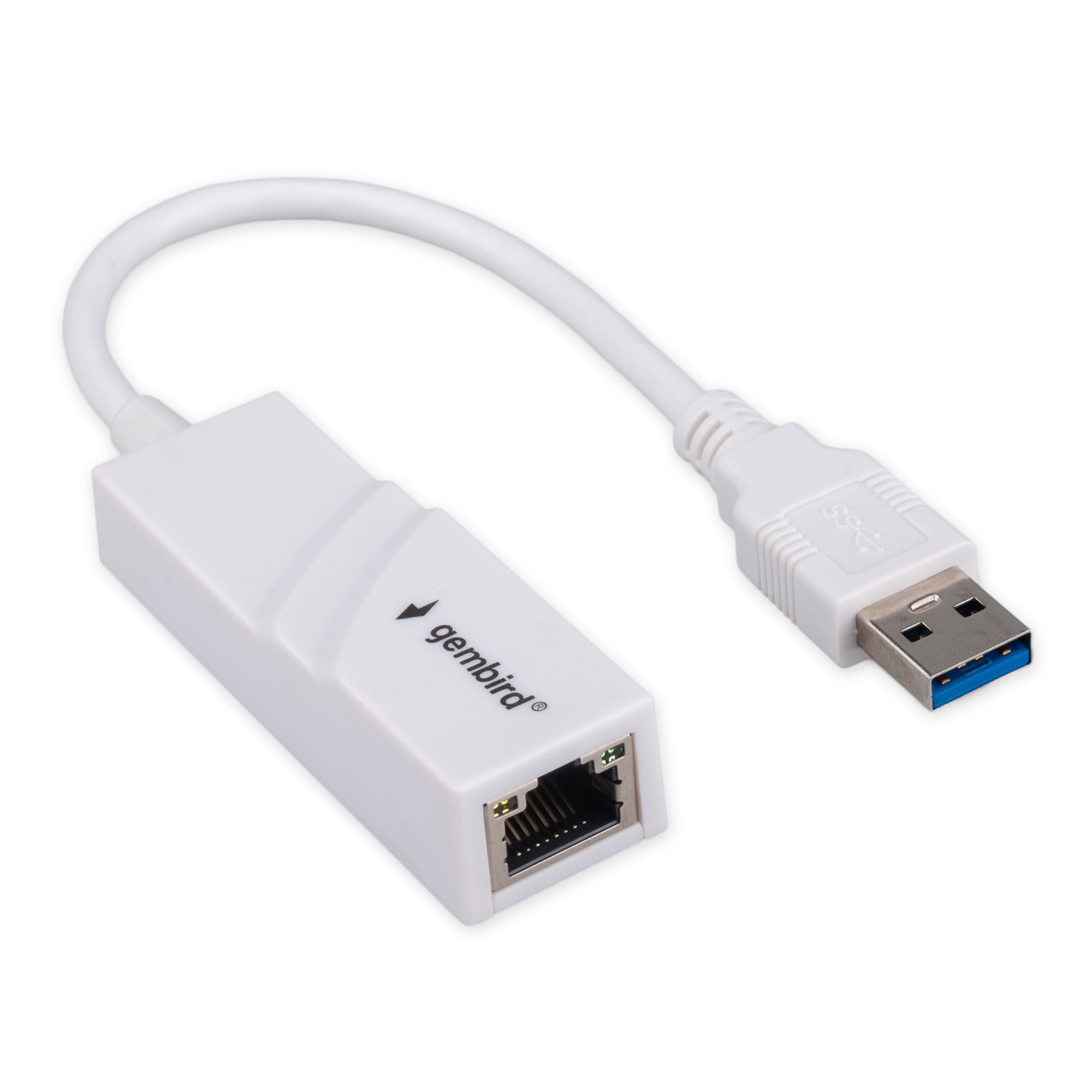 Gembird Сетевой адаптер Ethernet USB 3.0 - Gigabit Ethernet adapter, пластик, белый, RTL8153 (NIC-U11)