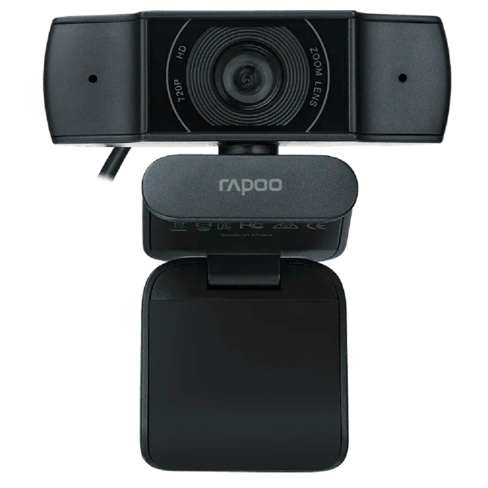 Веб-Камера, Rapoo, C200, USB 2.0, 1280*720/640*480, 2.0Mpx, Микрофон, Крепление: зажим, Чёрный