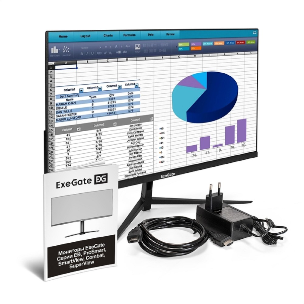 LCD ExeGate 23.8" EH2407A {IPS 1920x1080 100Hz 3-5ms 16:9 250cd 1000:1 178/178 D-Sub HDMI2.0 DisplayPort 2x3W VESA} [EX299033RUS]