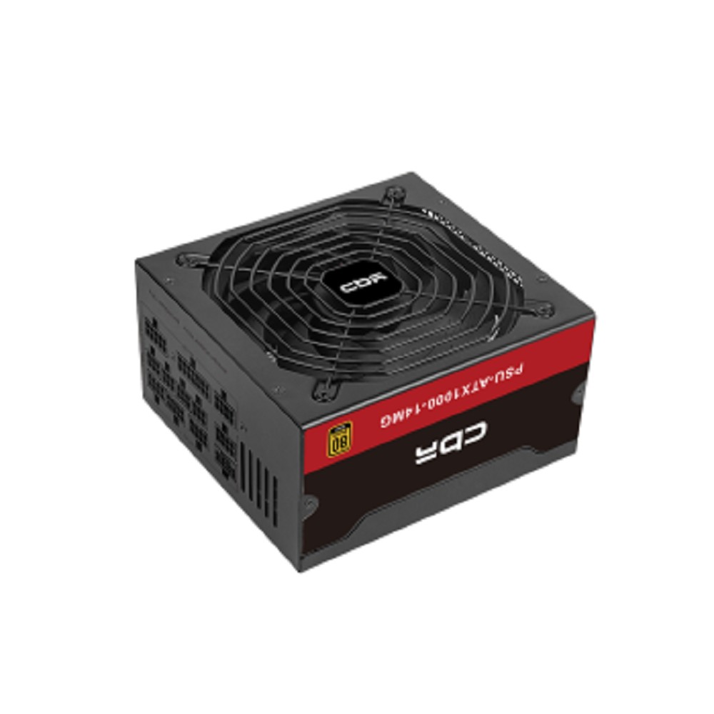 Блок питания CBR ATX 1000W 80+ Gold, Full Modular, DC-DC, APFC, 14cm fan, 24pin, 1*PCIE5.1(12+4pin), 2*8-pin(4+4P), 3*6+2pin, 3*SATA, 5*IDE, 1.5м кабель питания, черный [PSU-ATX1000-14MG/14GM] BOX