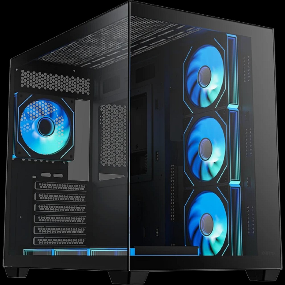 XASTRA QW500 7ARGB-C10-UC Black ATX/Aquarium/Screewless/7x120mm ARGB PWM FM fans/Argb+PWM HUB 10port/Type-C/ QW500-7FM12A-C10-UC