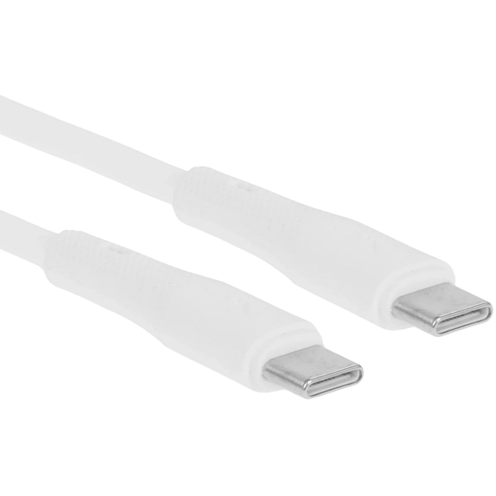 PERFEO Кабель USB C вилка - C вилка, 60W, белый, силикон, длина 1 м., ELASTIC (C1106)