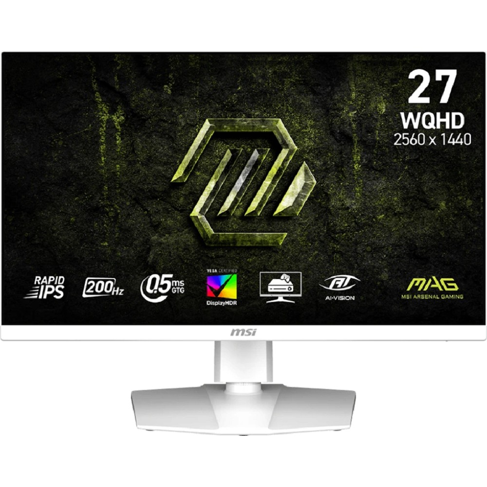 MSI MAG 27" 274QRFW E20 белый {Rapid IPS Flat 2560x1440 200Hz 0.5ms DisplayHDR400 1000:1 300cd 2xHDMI2.0b DisplayPort1.4a USB-C HAS Pivot VESA}