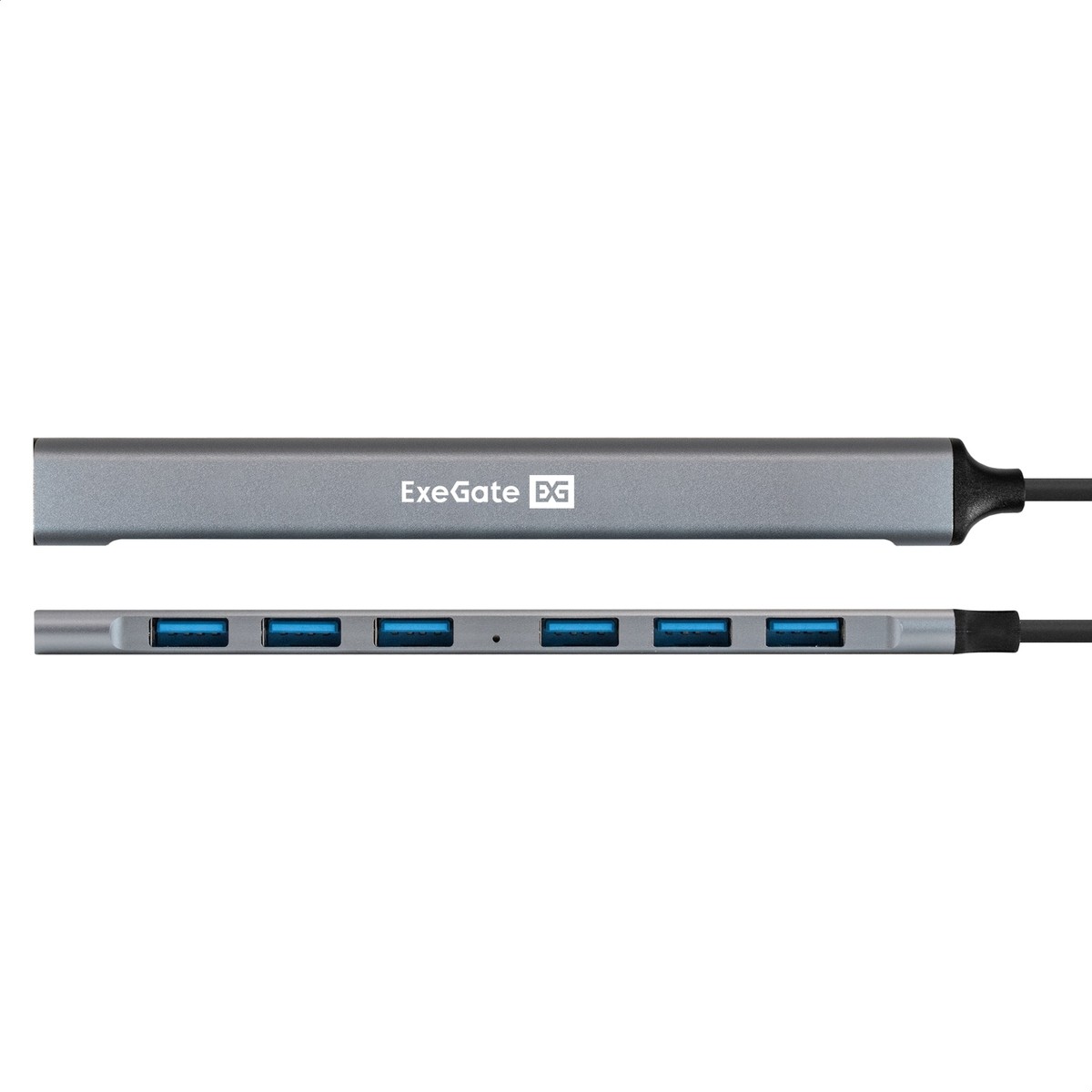 Exegate EX299790RUS USB-Хаб (концентратор) 7-в-1 ExeGate DUB-761C3 (кабель-адаптер USB Type-A + Type-C --> 6xUSB2.0, 1xUSB3.0, Plug&Play, серебристый)