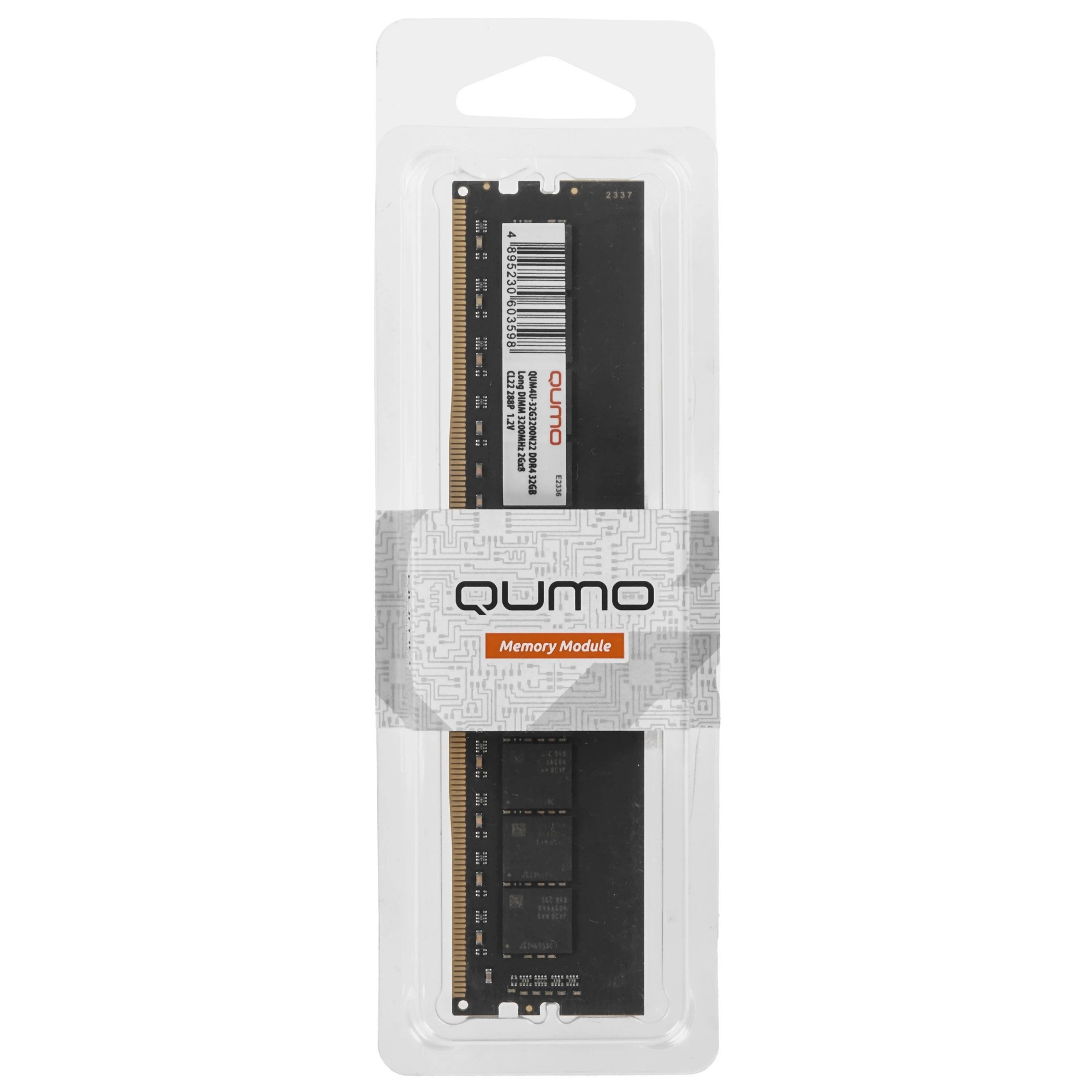 QUMO DDR4 DIMM 8GB QUM4U-8G3200NN22 PC4-25600, 3200MHz OEM 2Gx16 CL22 (4 чипа на плате) 288P 1,2V