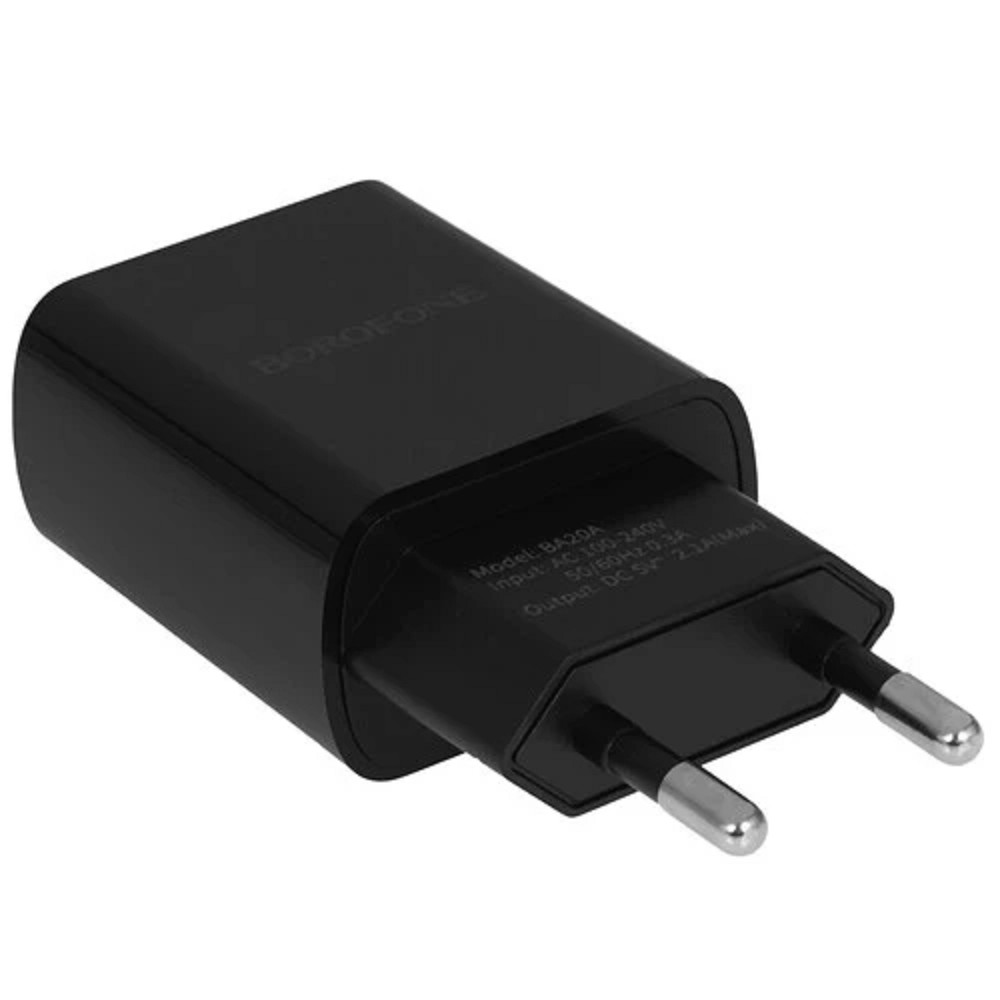 BOROFONE BA20A/ Сетевое ЗУ + Кабель Type-C 1m/ 1 USB/ Выход: 10.5W/ Black No Name арт. B-02142