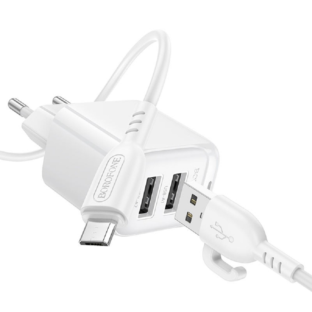 BOROFONE BAS41A/ Сетевое ЗУ/ 2 USB/ Выход: 12W/ White No Name арт. B-13741