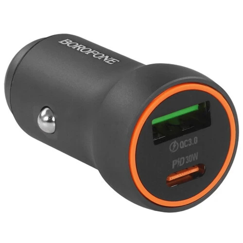 BOROFONE BZ32A/ Авто ЗУ/ PD + QC 3.0/ 2 USB: Type-C + Type-A/ Выход: 30W + 18W/ графит No Name арт. B-18579