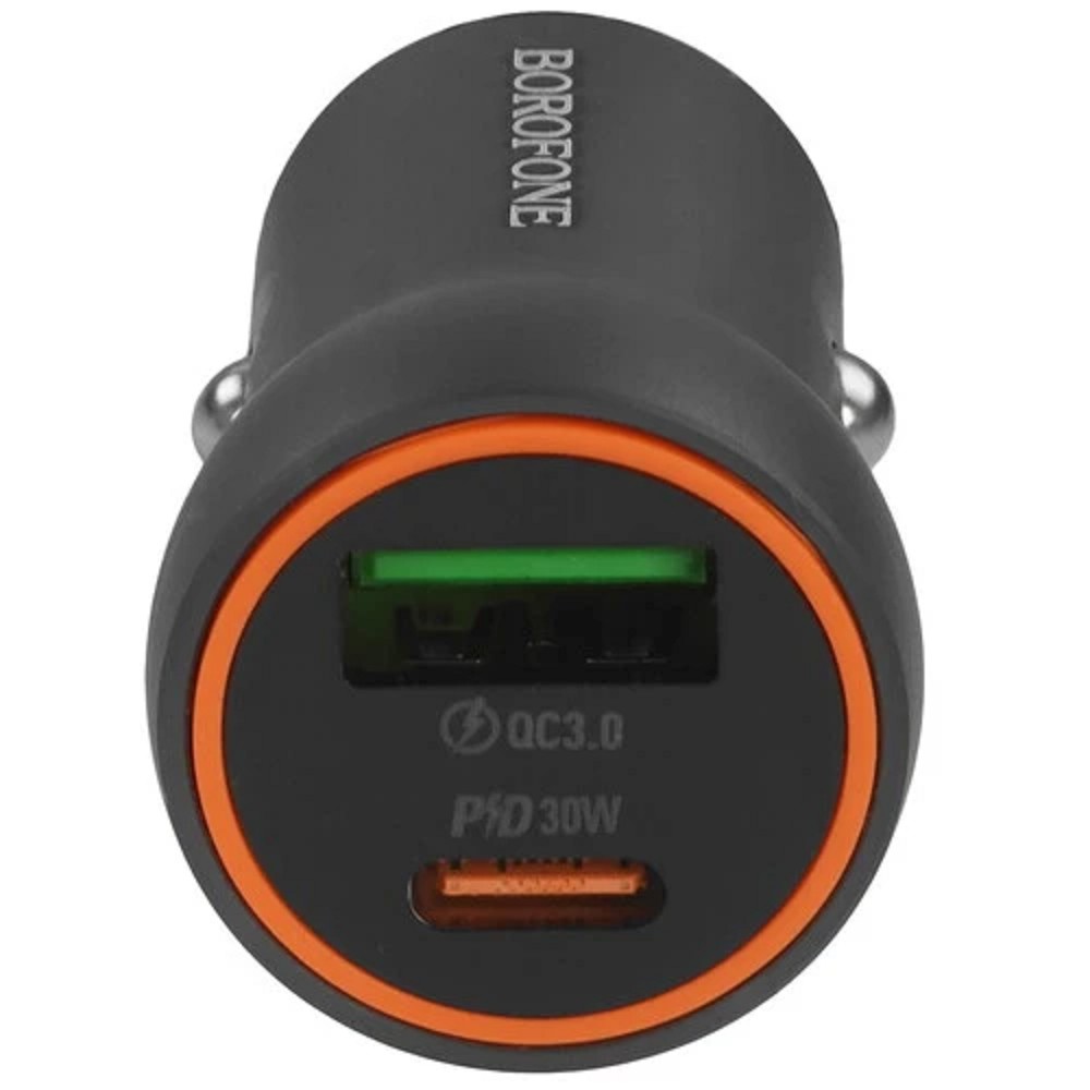 BOROFONE BZ32A/ Авто ЗУ/ PD + QC 3.0/ 2 USB: Type-C + Type-A/ Выход: 30W + 18W/ графит No Name арт. B-18579