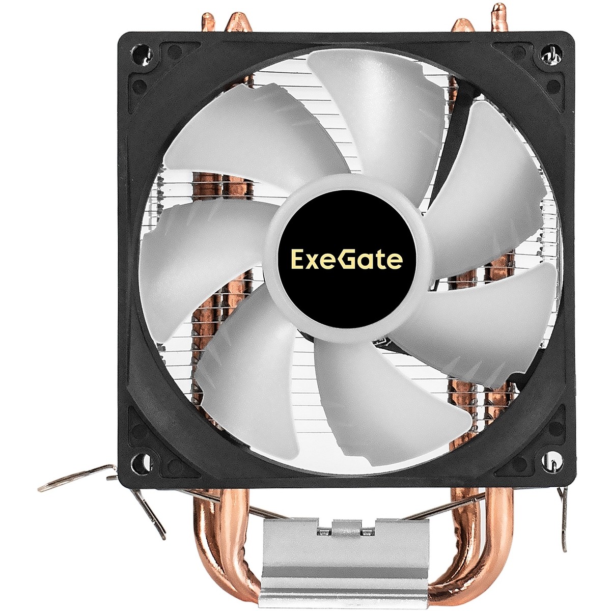 Exegate EX299659RUS Кулер ExeGate Wizard EXX200-PWM.RGB (Al+Cu, 2 тепл.трубки, LGA775/1150/1151/1155/1156/1200/1700/1851/AM2/AM2+/AM3/AM3+/AM4/AM5/FM1/FM2/754/939/940, TDP 95W, Fan 90mm, PWM, 800-2400