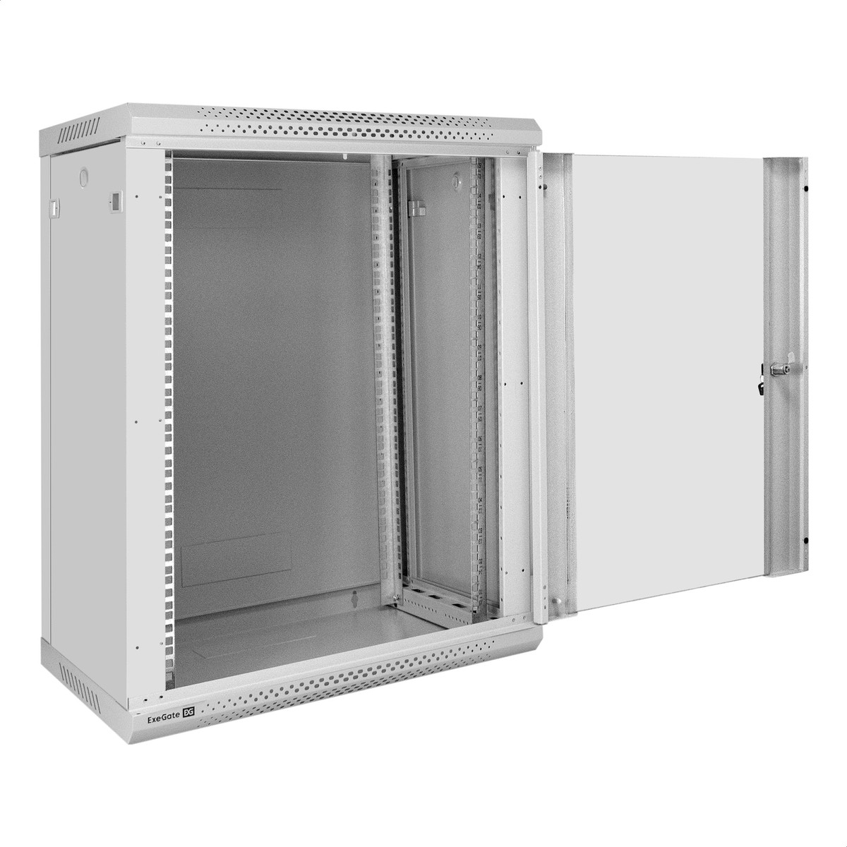 Exegate EX300255RUS Шкаф телекоммуникационный 19" настенный 15U ExeGate EC-WM-15U.450.G.GREY (19”, 15U, 600x450x769mm (ШхГхВ), передняя дверь закаленное стекло, съемные боковые панели, пыле- и влагоза