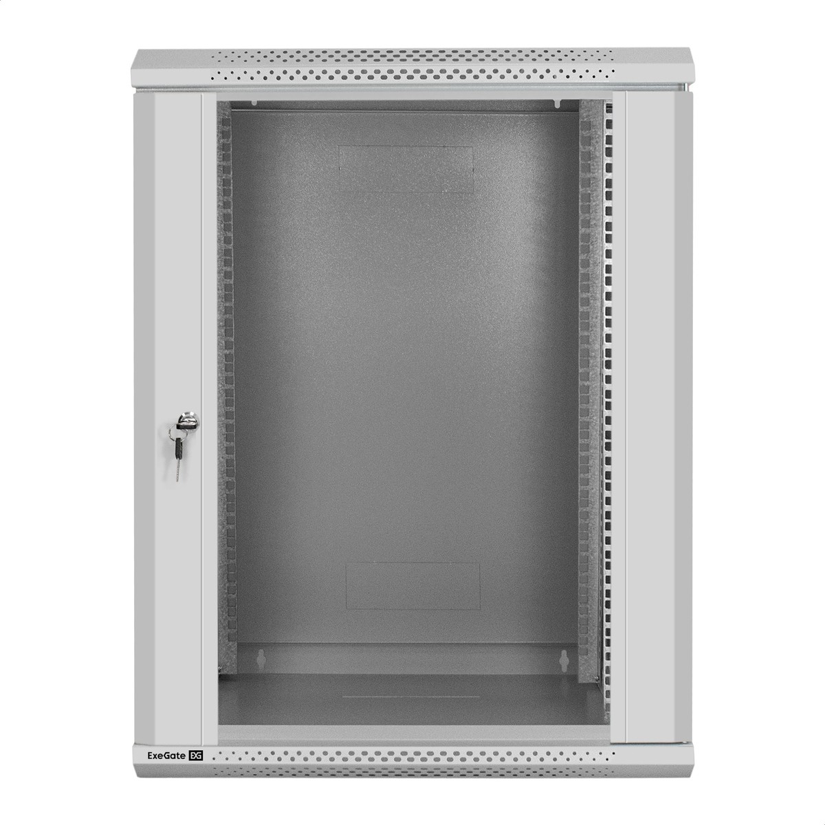 Exegate EX300255RUS Шкаф телекоммуникационный 19" настенный 15U ExeGate EC-WM-15U.450.G.GREY (19”, 15U, 600x450x769mm (ШхГхВ), передняя дверь закаленное стекло, съемные боковые панели, пыле- и влагоза