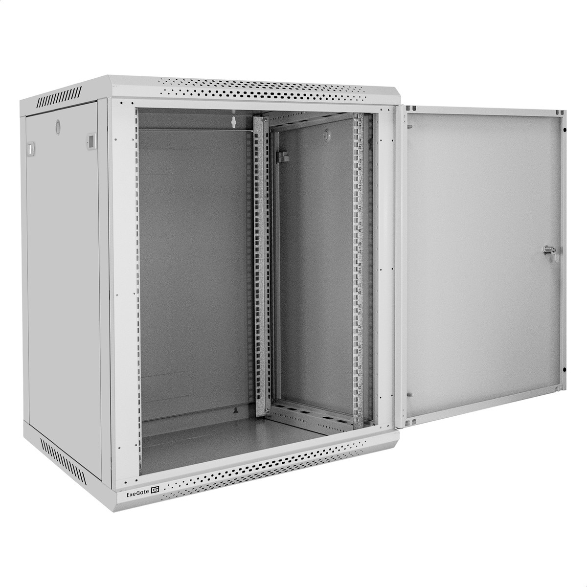 Exegate EX300269RUS Шкаф телекоммуникационный 19" настенный 15U ExeGate EC-WM-15U.600.M.GREY (19”, 15U, 600x600x769mm (ШхГхВ), передняя дверь металл, съемные боковые панели, пыле- и влагозащита IP23,