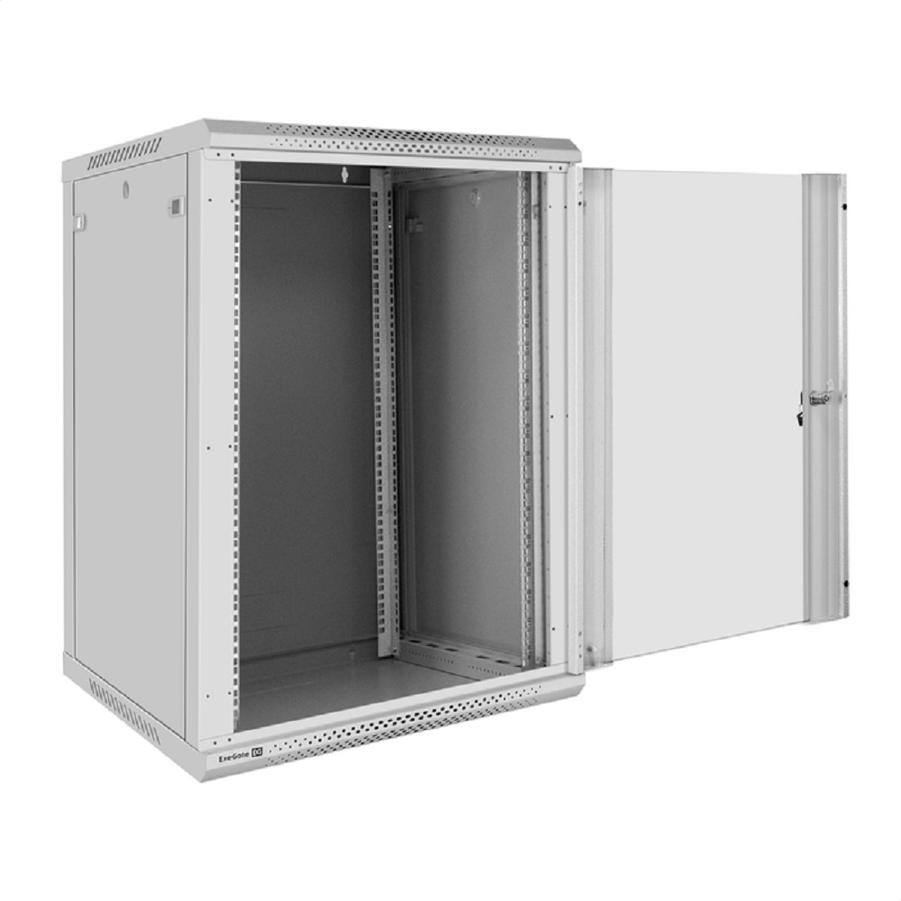 Exegate EX300271RUS Шкаф телекоммуникационный 19" настенный 18U ExeGate EC-WM-18U.600.G.GREY (19”, 18U, 600x600x901mm (ШхГхВ), передняя дверь закаленное стекло, съемные боковые панели, пыле- и влагоза