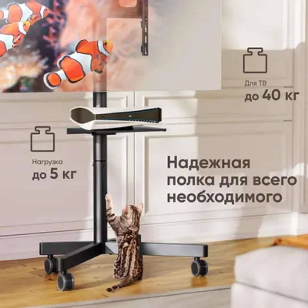 ONKRON TS1137 черный {Стойка для телевизора 23"-60" макс.45кг напольный мобильный} арт. 4262392442127