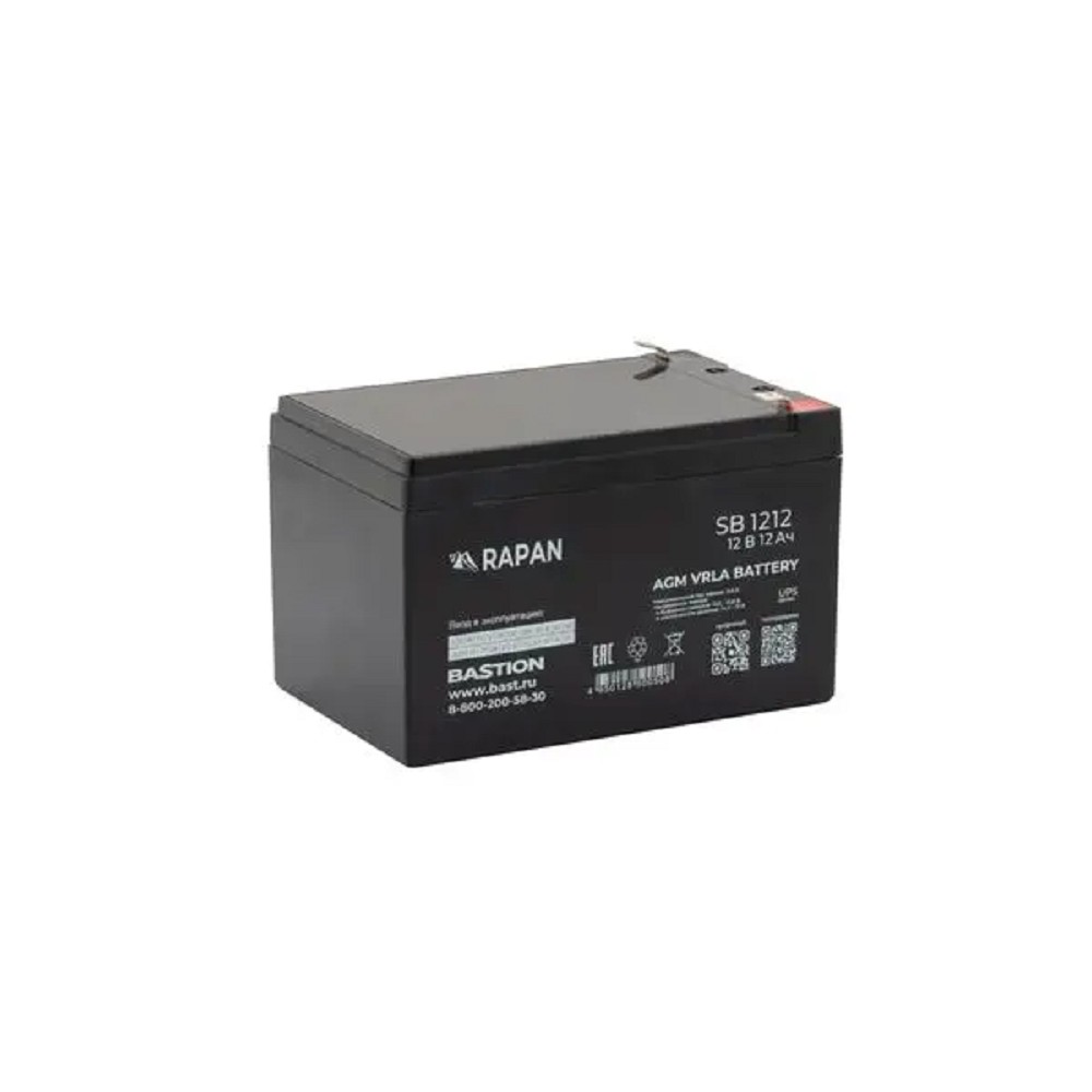 АКБ БАСТИОН RAPAN SB 1212 AGM 12V 12Ач, клеммы F2 нож, гарантия 1 год (9165) арт. 9165 RAPAN SB 1212