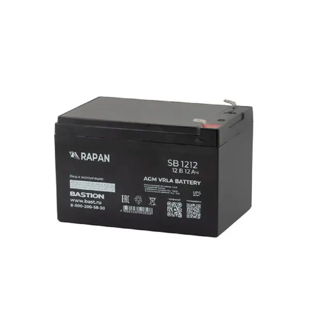 АКБ БАСТИОН RAPAN SB 1212 AGM 12V 12Ач, клеммы F2 нож, гарантия 1 год (9165) арт. 9165 RAPAN SB 1212