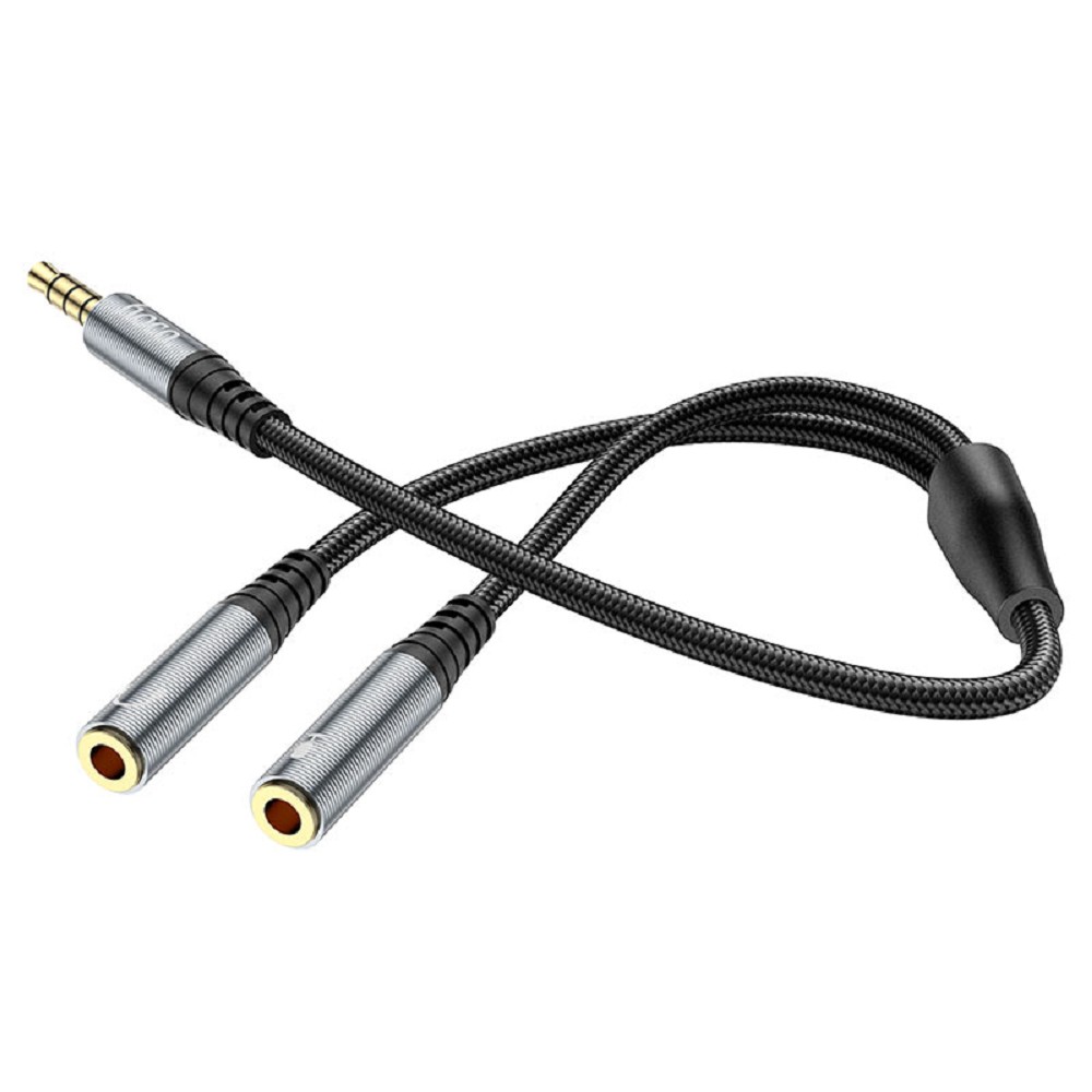 HOCO UPA21/ AUX аудио кабель/3.5 mm jack M - 2x3.5 mm jack F/ 0.25m/ Black арт. HC-66809