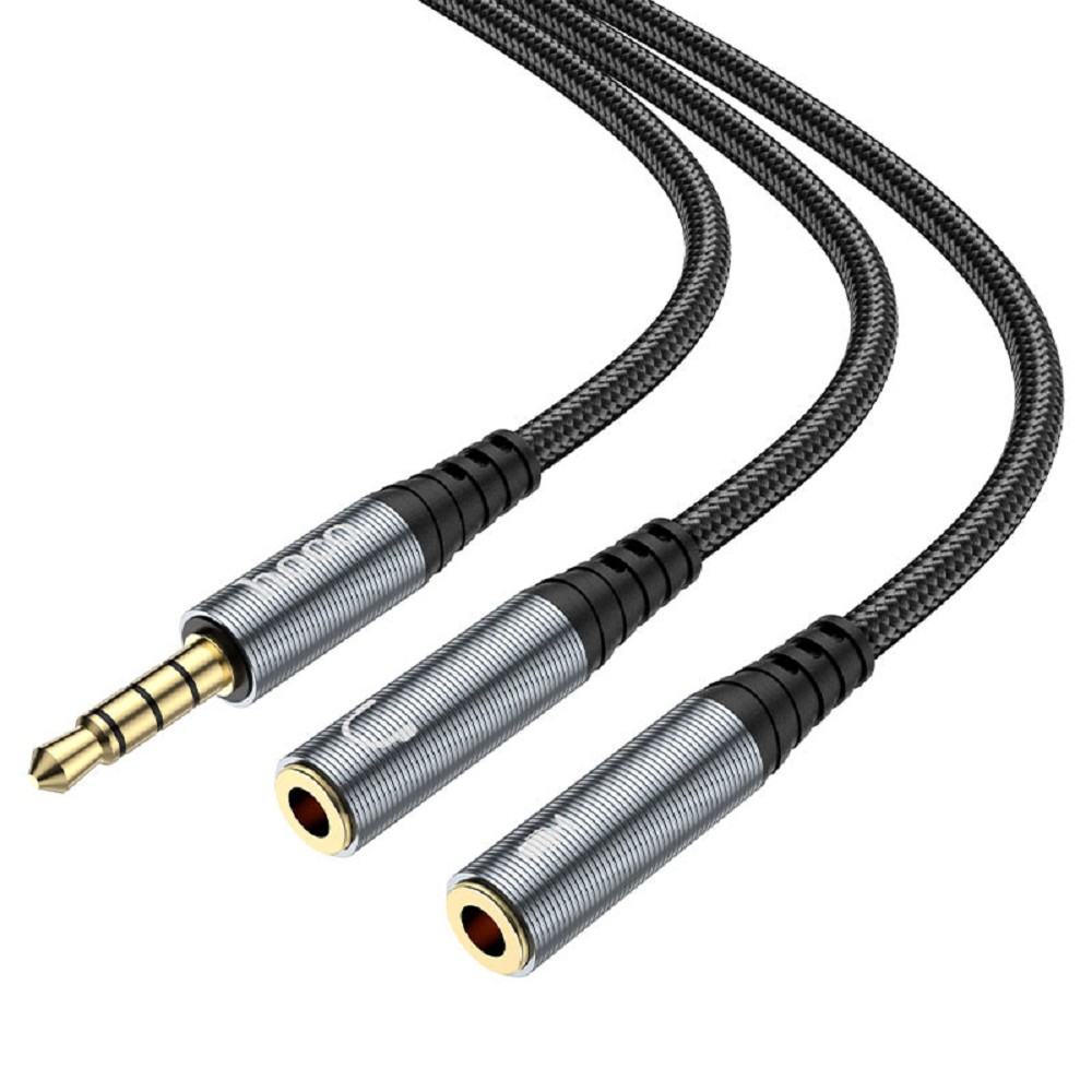 HOCO UPA21/ AUX аудио кабель/3.5 mm jack M - 2x3.5 mm jack F/ 0.25m/ Black арт. HC-66809