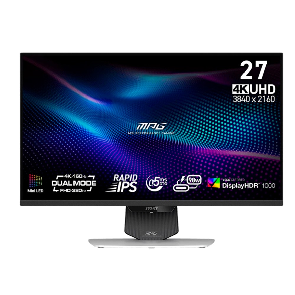 MSI MAG 27" 274URDFW E16M белый {IPS Mini-LED 3840x2160/1920x1080 160Hz/320Hz 0.5ms 400cd 2xHDMI DisplayPort USB-C(98W) HAS Pivot Extrenal Vesa}[9S6-3CF09H-030] MicroStar