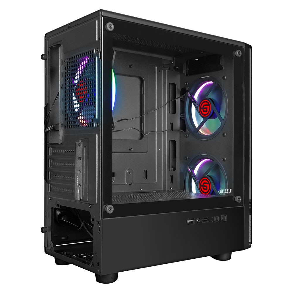 Корпус Ginzzu CL405 mATX FAN 3*12 FRGB (12RR4) передняя панель Сетка