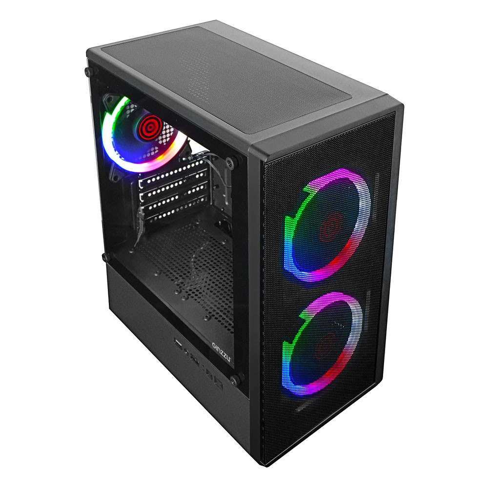Корпус Ginzzu CL405 mATX FAN 3*12 FRGB (12RR4) передняя панель Сетка
