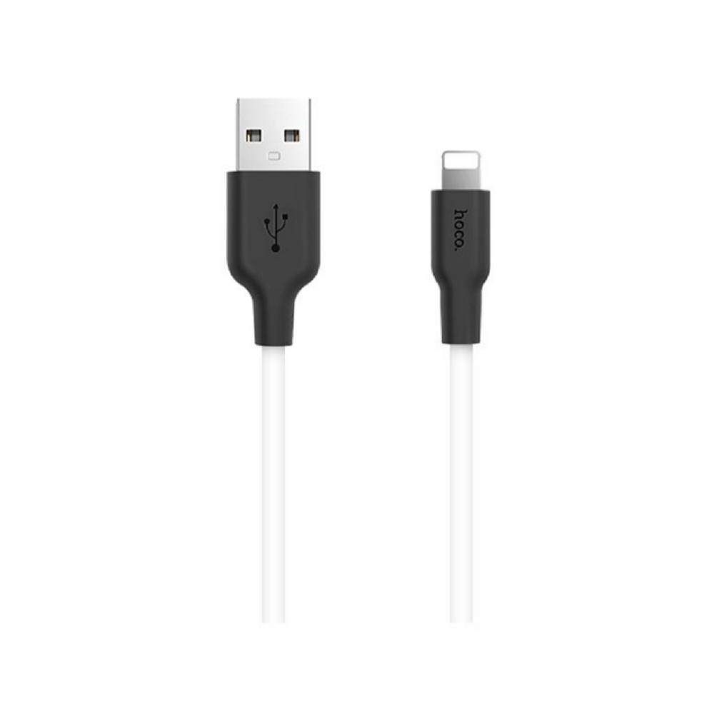 HOCO Кабель USB2.0 Hoco AM/Lightning, 2.4А, силиконовая оплетка, X21, 1м, бело-черный, коробка арт. HC-71365