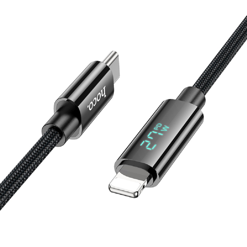 HOCO Кабель USB2.0 Hoco Type-C/Lightning, 2.4А, 27Вт, с дисплеем, U125, 1.2м, черный, коробка арт. HC-11879
