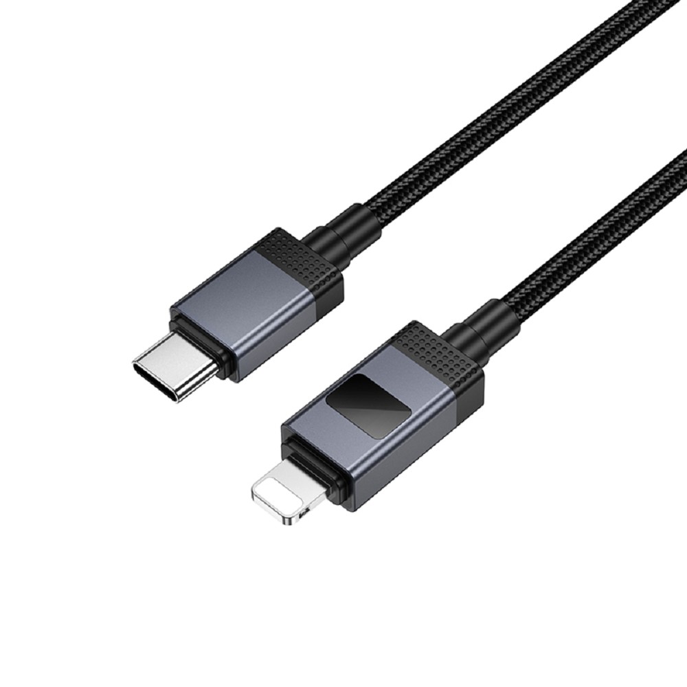 HOCO Кабель USB2.0 Hoco Type-C/Lightning, 2.4А, 27Вт, с дисплеем, X118, 1м, черный, коробка арт. HC-55064