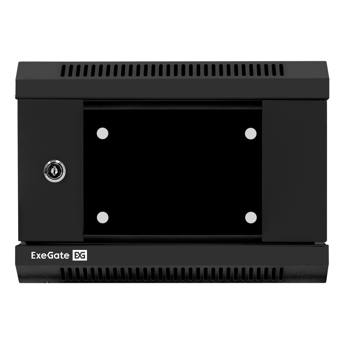 Exegate EX300248RUS Шкаф телекоммуникационный 10" настенный 4U ExeGate EC-WM-4U.310.G.BLACK (10”, 4U, 330x310x230mm (ШхГхВ), передняя дверь закаленное стекло, пыле- и влагозащита IP23, черный RAL 9004