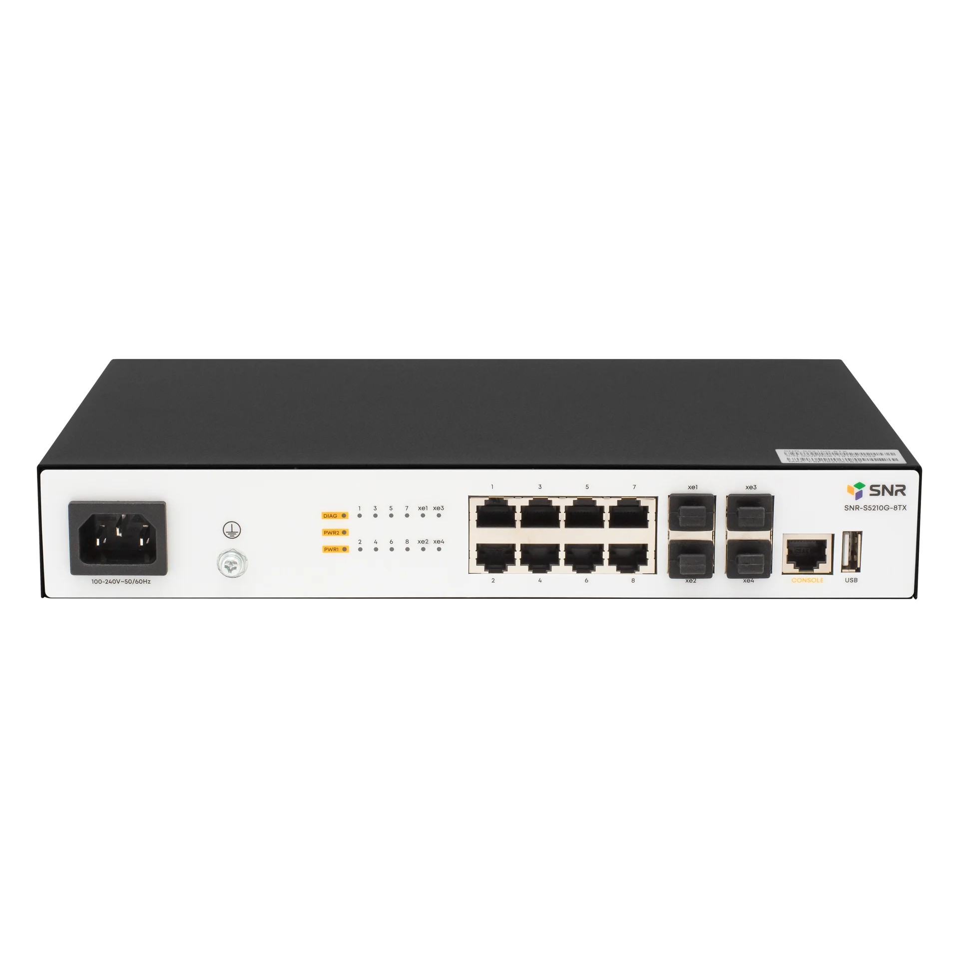 SNR Управляемый коммутатор уровня 2+, 8 портов 10/100/1000Base-T, 4 порта 1/10G SFP+, встроенный БП ~220V AC арт. SNR-S5210G-8TX