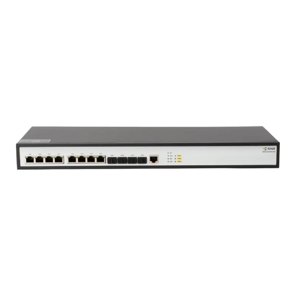 SNR Управляемый коммутатор уровня 2+, 8 портов 1/2.5/5/10GBASE-T, 4 порта 1/10G SFP+ встроенный БП ~220V AC арт. SNR-S5310X-8TX