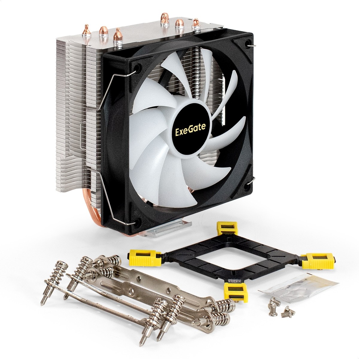 Exegate EX300297RUS Wizard EXX400V3-PWM.FRGB (Al+Cu, 4 тепл.трубки, LGA775/1150/1151/1155/1156/1200/1700/1851/AM2/AM2+/AM3/AM3+/AM4/AM5/FM1/FM2/754/939/940, TDP 140W, Fan 120mm, PWM, 800-1800RPM, Hydr