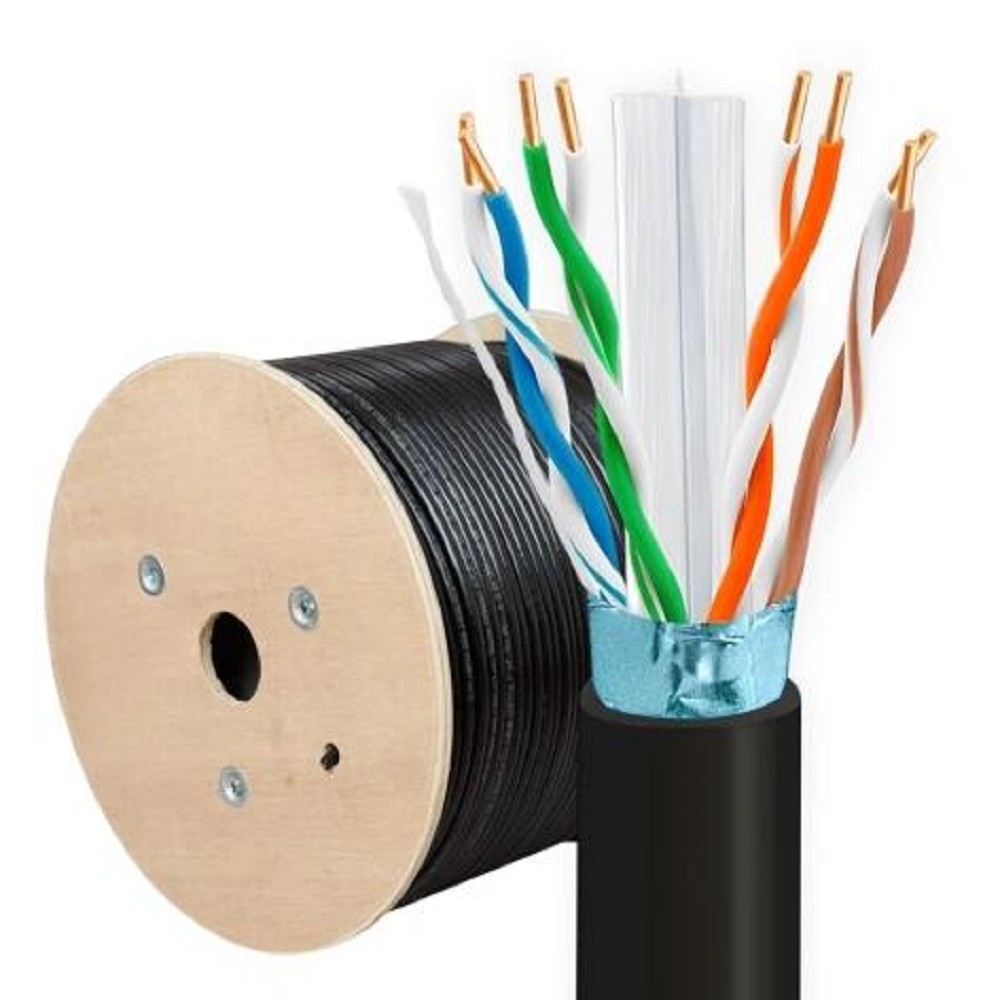 5bites Кабель FS6570-305APE-M Витая пара FTP/SOLID/6CAT/CCAG/PE/BLACK/OUTDOOR/MESSENGER/DRUM/305M
