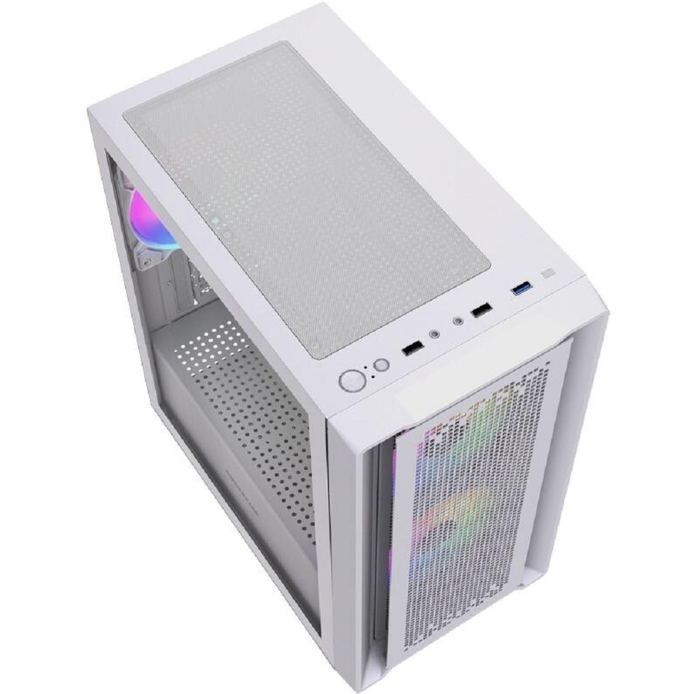 Powercase Корпус Mistral SM04 ARGB, Tempered Glass, Front Nylon Filter, 3x120mm ARGB PWM fans, белый, mATX (CMMSM04W-A3)