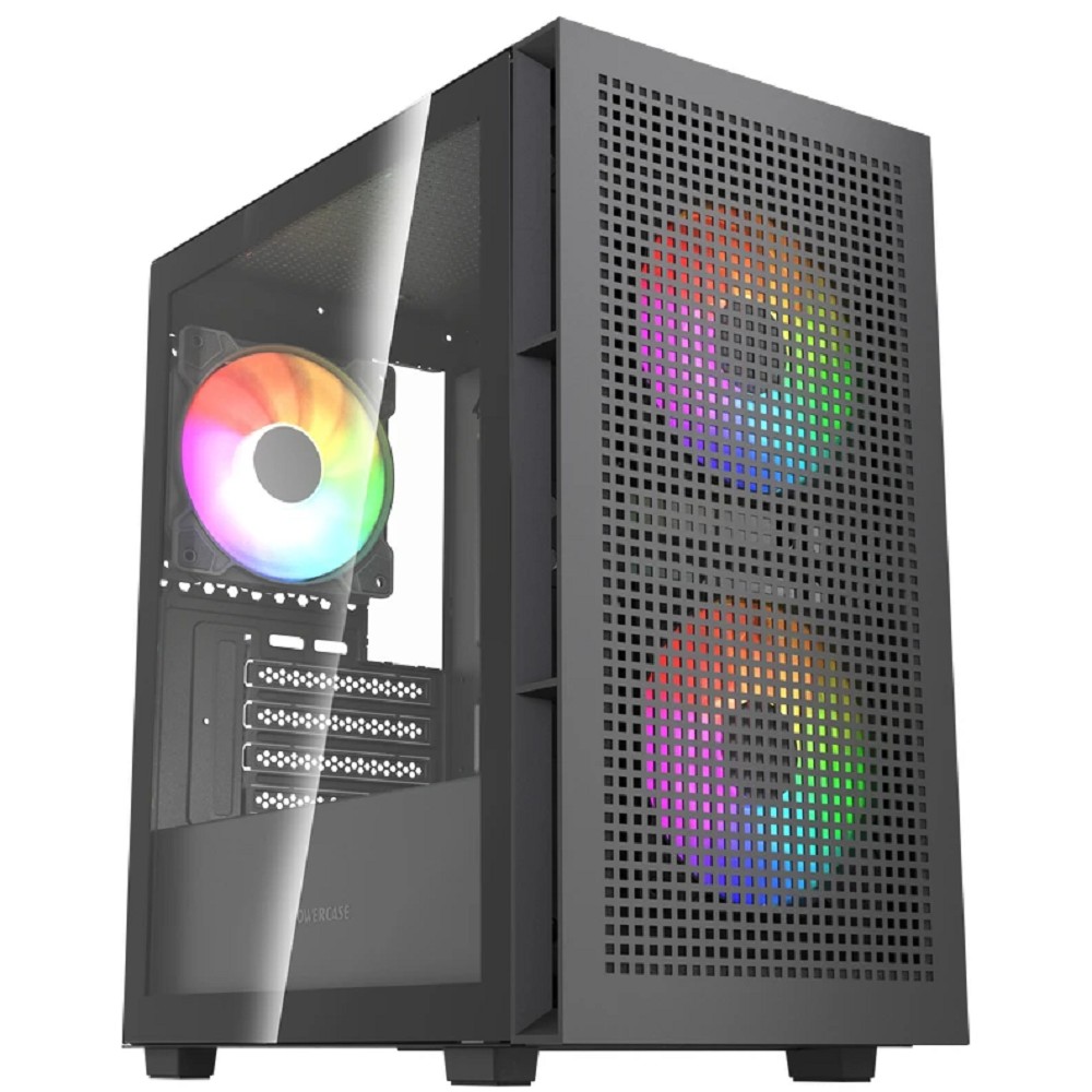 Powercase Корпус Mistral SM05 ARGB, Tempered Glass, 3x120mm ARGB PWM fans, чёрный, mATX (CMMSM05B-A3)