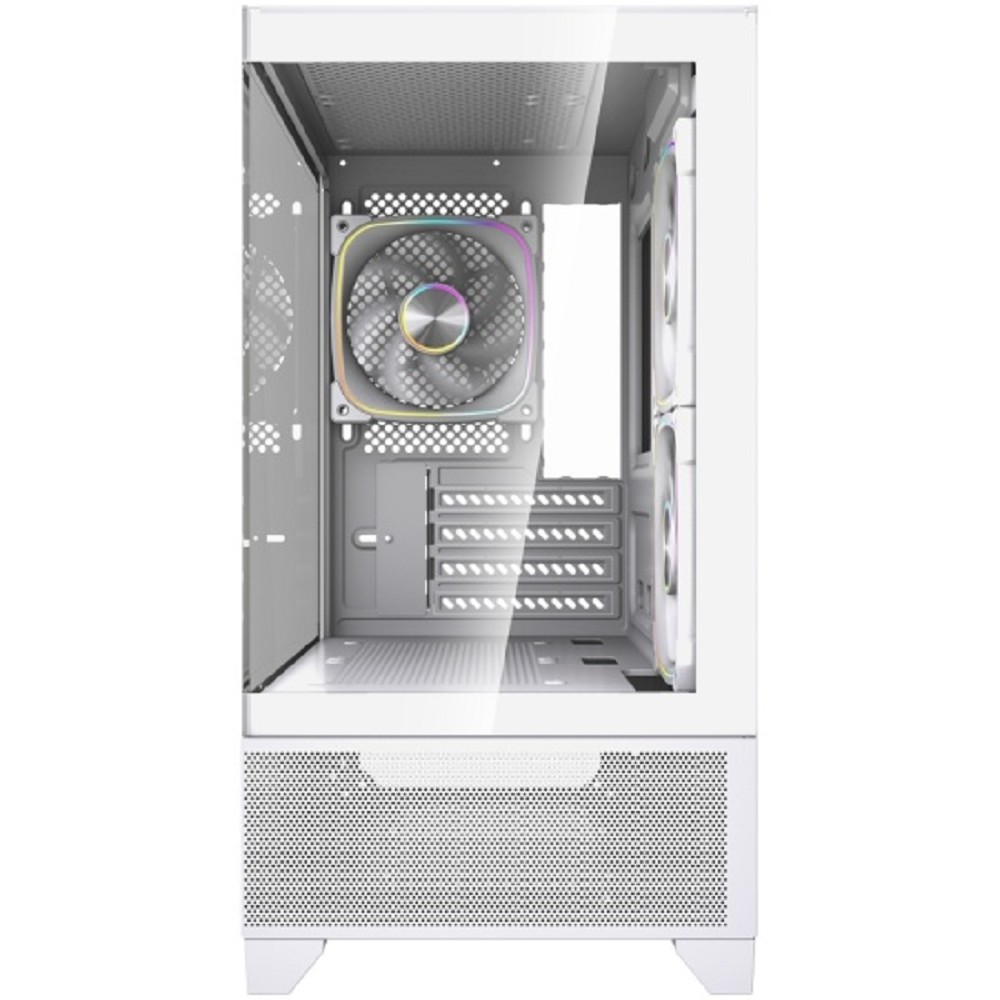 Powercase Корпус Vision Micro M4W, Tempered Glass, Type-C, 3x 120mm ARGB PWM Fan, белый, mATX (CVMM4W-A3)