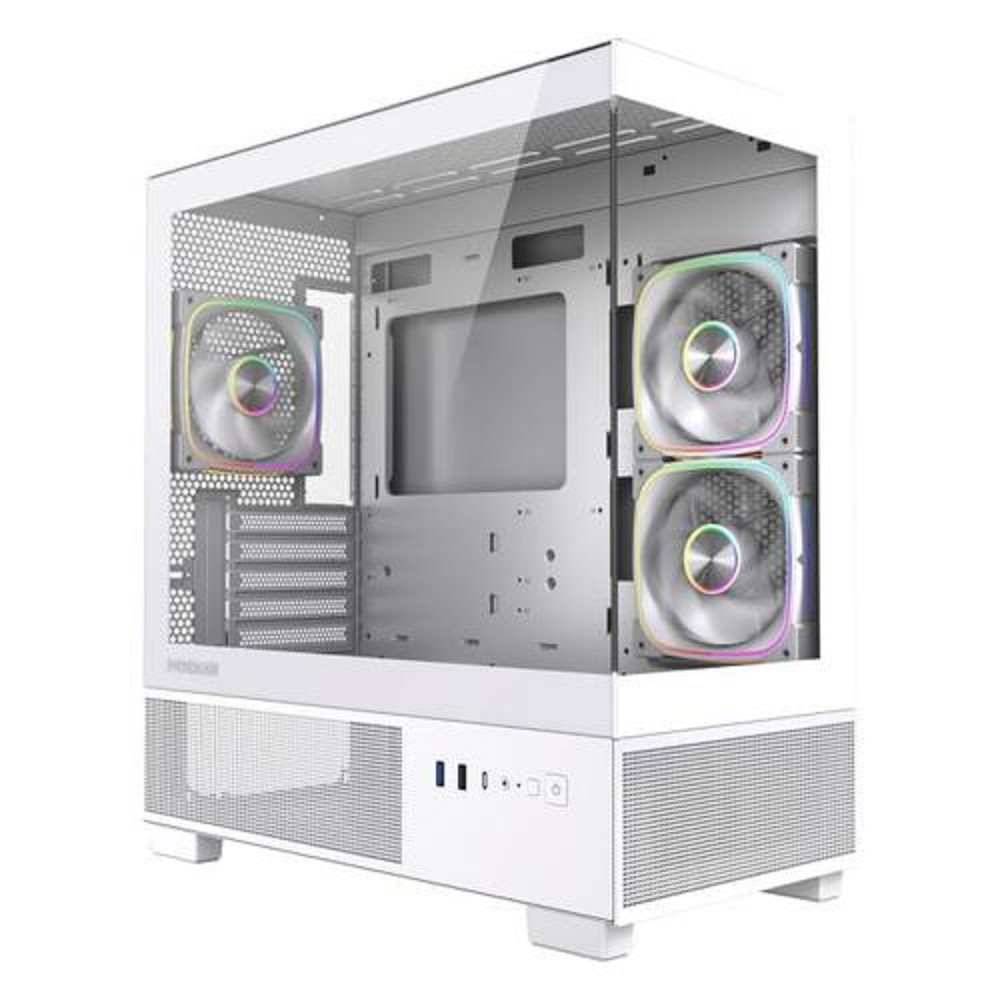 Powercase Корпус Vision Micro S4W, Tempered Glass, Type-C, 3x 120mm ARGB PWM Fan, ARGB+PWM HUB, белый, mATX (CVMMSHW-A3)