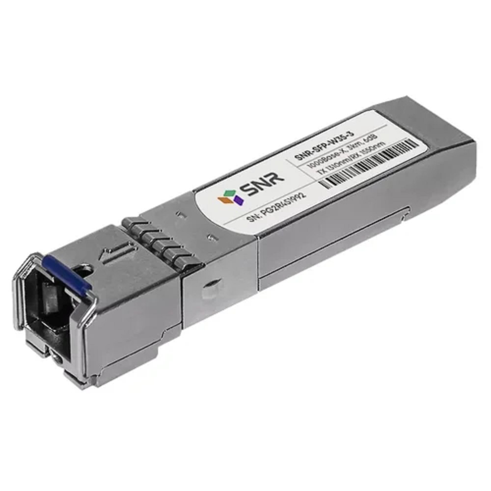 SNR SNR-SFP-W35-3-I Одноволоконный модуль, SFP WDM 1000Base-BX, разъем SC, рабочая длина волны Tx/Rx: 1310/1550нм, дальность до 3км (6dB), с поддержкой функции DDM