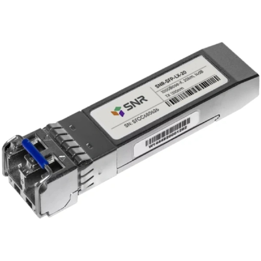 SNR SNR-SFP-LX-20-I Двухволоконный модуль, SFP 1000BaseLX, разъем LC, рабочая длина волны 1310нм, дальность до 20км (14dB), с поддержкой функции DDM