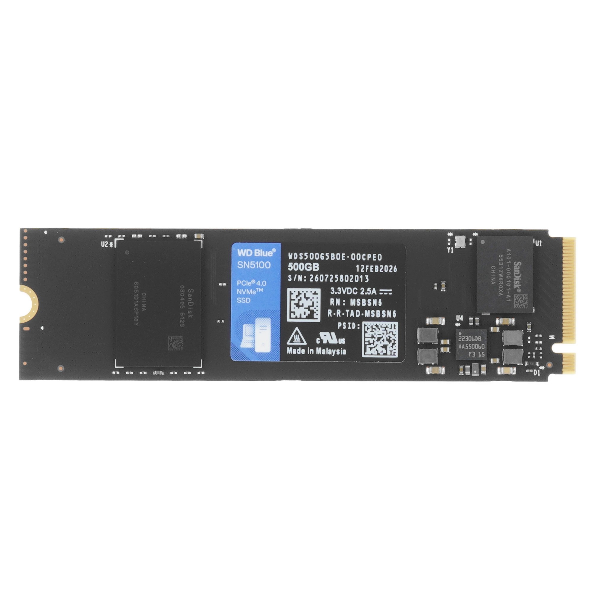 WD SSD M.2 500GB Blue SN5100 SSD WDS500G5B0E PCIe NVMe 4.0 x4 Western Digital