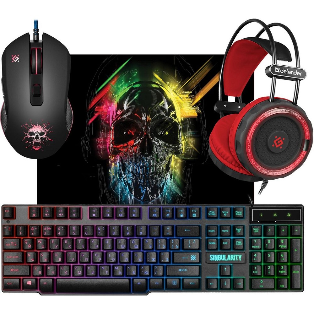 Повреждение упаковки Defender Игровой набор Singularity MKP-118 [52118] {мышь+клавиатура+ковер } арт. 52118_DP