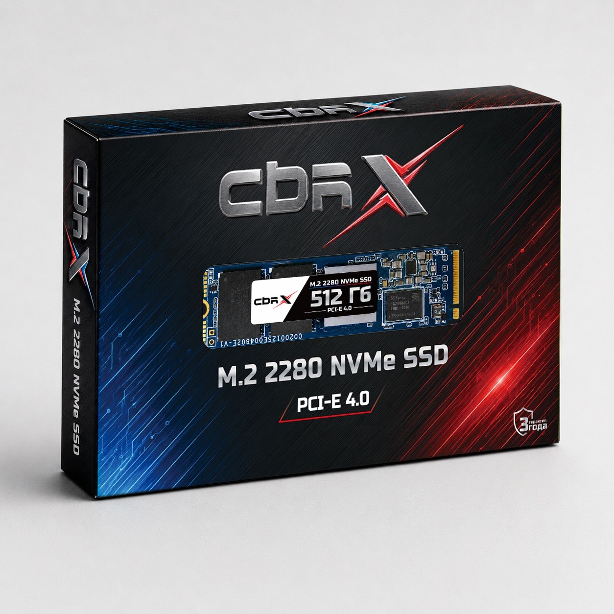 CBR SSD-512Gb-M.2-X26 Внутренний SSD- накопитель, серия "X", 512Gb, M.2 2280, PCIe4.0, 3D TLC NAND, R/W speed up to 7000/5400 MB/s, TBW 256