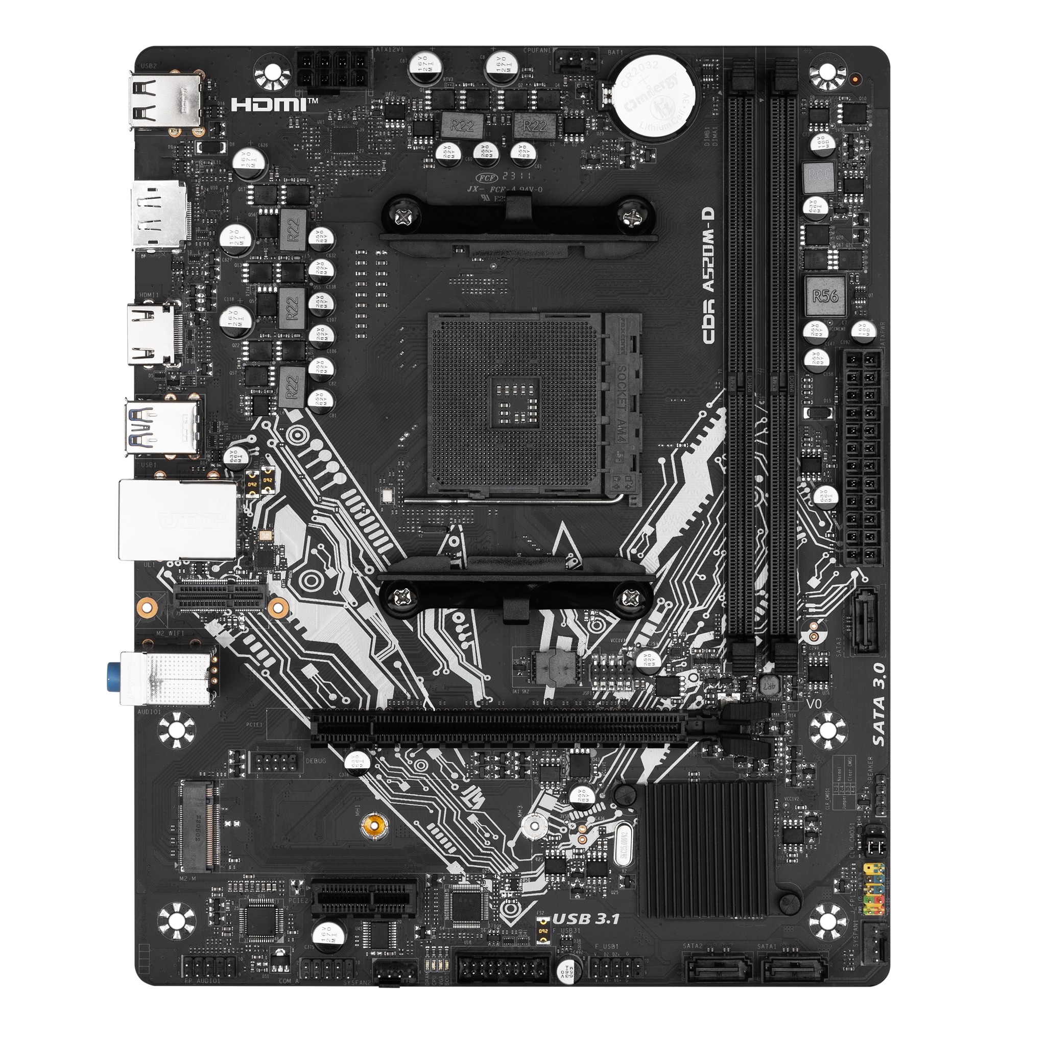 Материнская плата CBR A520M-D (Chipset A520, Socket AM4, 2*DDR4, DP+HDMI,1*PCIEx16,1*PCIEx1,1*M.2 NVME,3*SATA3,4*USB 3.0+6*USB 2.0,LAN 1Gb) арт. MB-MSA520M-D-D4-DP-HDMI-RTL