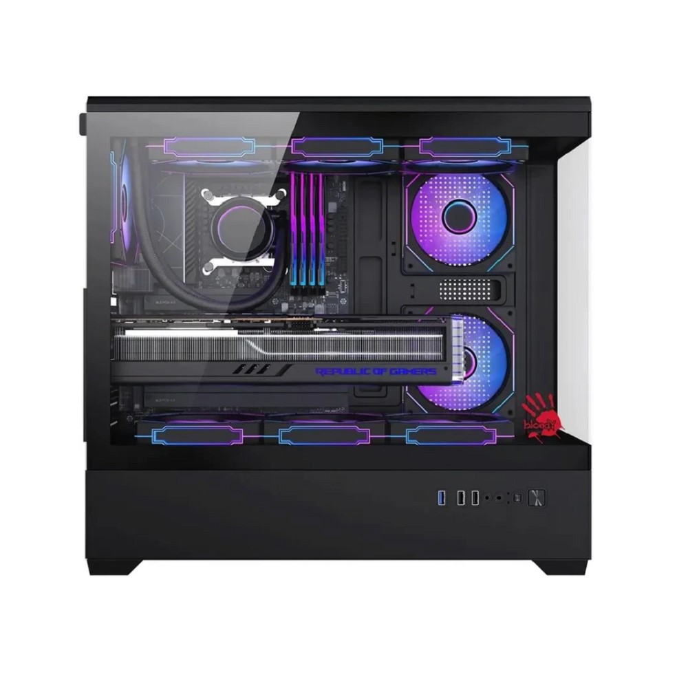Корпус Bloody CC-128 черный без БП E-ATX 9x120mm 2xUSB2.0 1xUSB3.0 audio bott PSU A4Tech арт. CC-128-BK