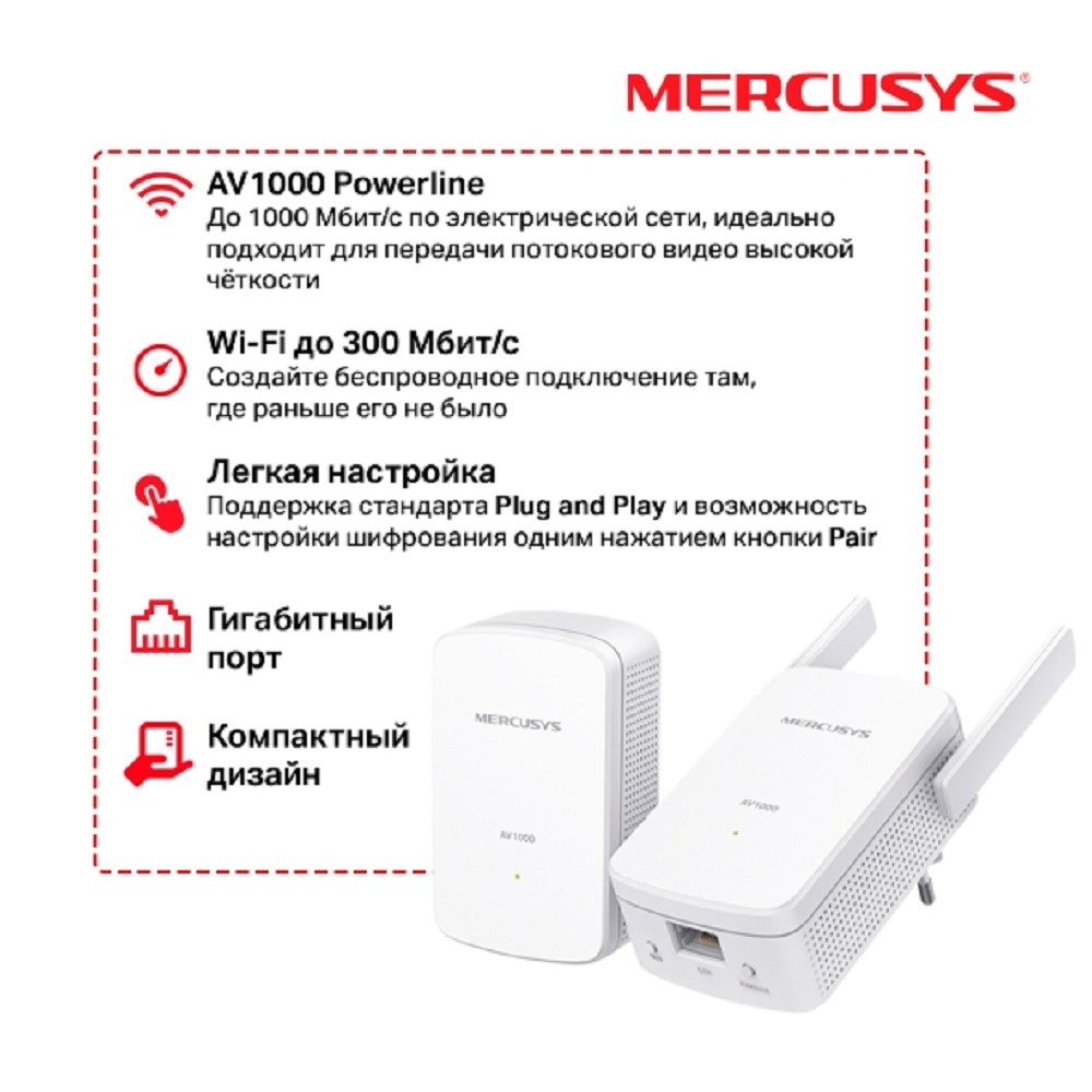 Повреждение упаковки Mercusys MP510 KIT AV1000 Комплект гигабитных Wi-Fi адаптеров Powerline арт. MP510 KIT_DP