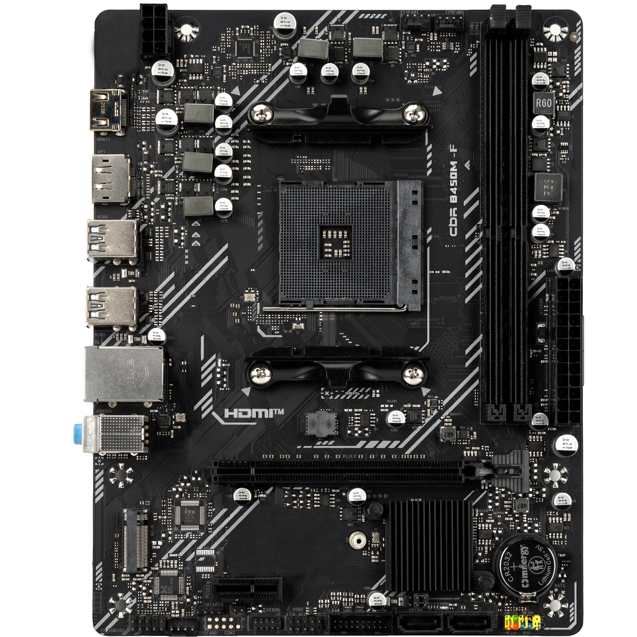 Материнская плата CBR B450M-F {Socket AM4, 2*DDR4, mATX, DP+HDMI, 1*PCIEx16/1*PCIEx1/1*M.2(NVME & SATA), 2*SATA3, 6*USB 3.0+4*USB 2.0, LAN 1Gb} арт. MB-MSB450M-F