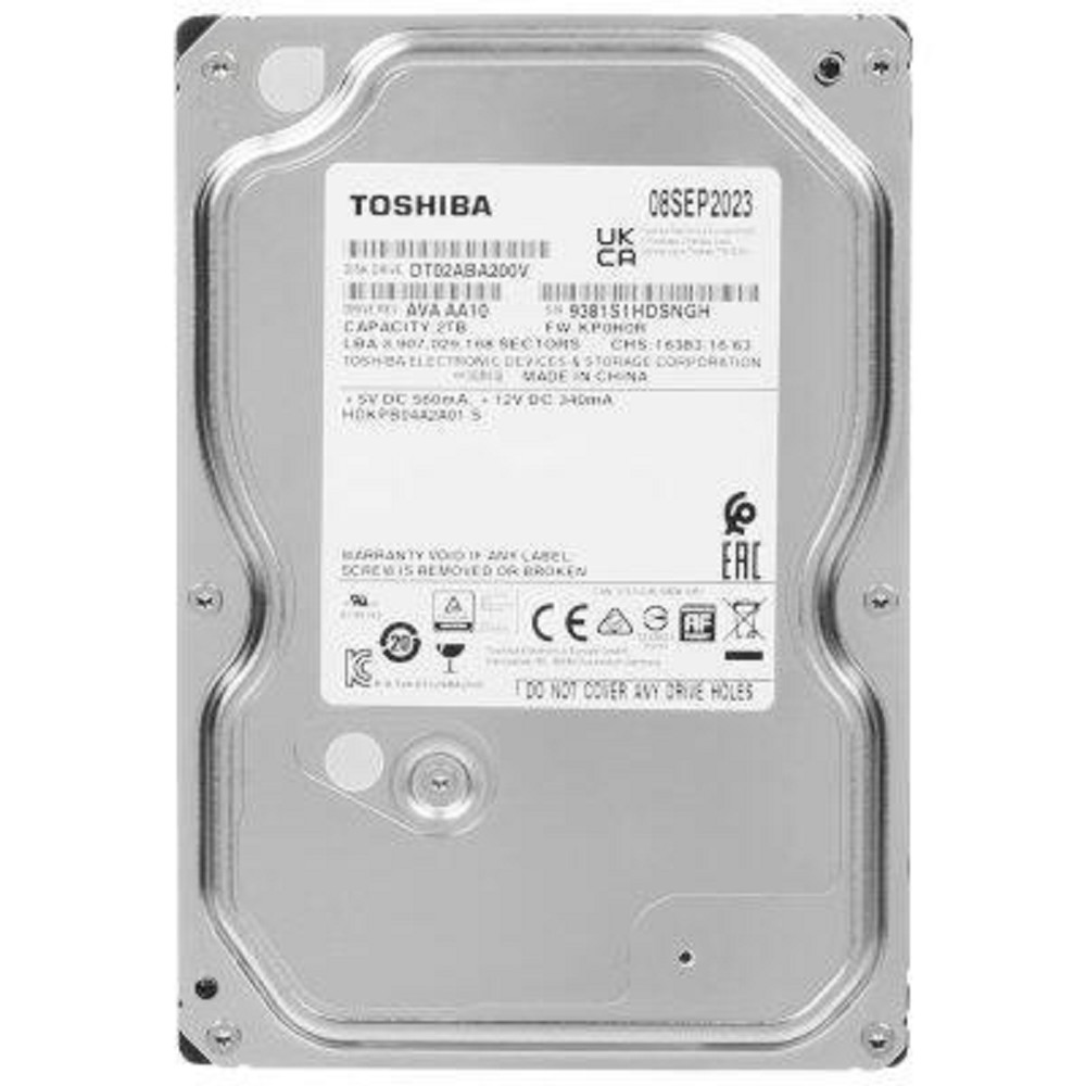 Toshiba Surveillance HDD 3.5" SATA 2Tb, 5400rpm, 128MB buffer, 512e, SMR, DT02ABA200V , 1 year
