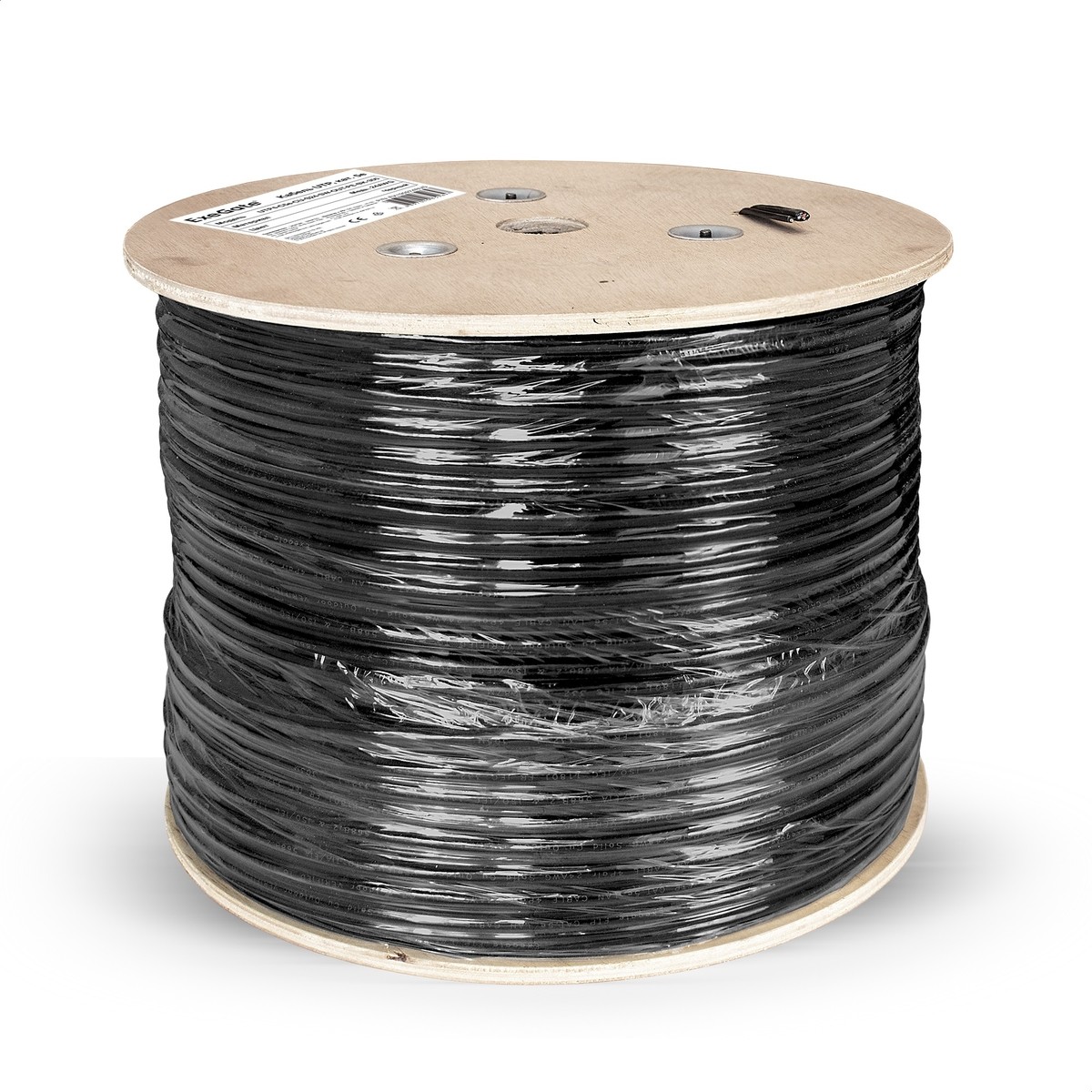 Exegate EX301071RUS Кабель ExeGate FUTP4-C5e-CCA-S24-SW-OUT-PE-BK-305 FTP 4 пары кат.5e CCA, 0.52мм (24AWG), экран, внешн., с тросом, 305м, черн., PE