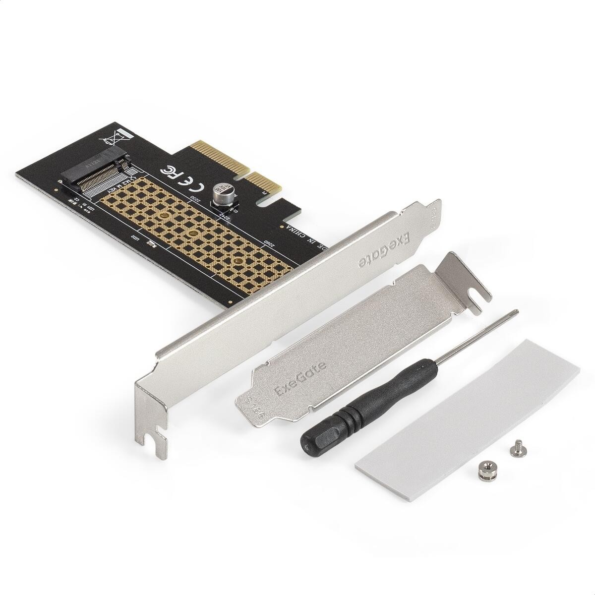 Exegate EX300627RUS Переходник ExeGate EXE-534 (M.2 M key -> PCI-E x4 v3.0 для установки SSD 2230/2242/2260/2280 M.2 M key в слот PCI-E x4)